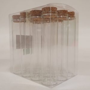Botella de Vidrio con Tapa de Corcho x12und 2.2x9cm